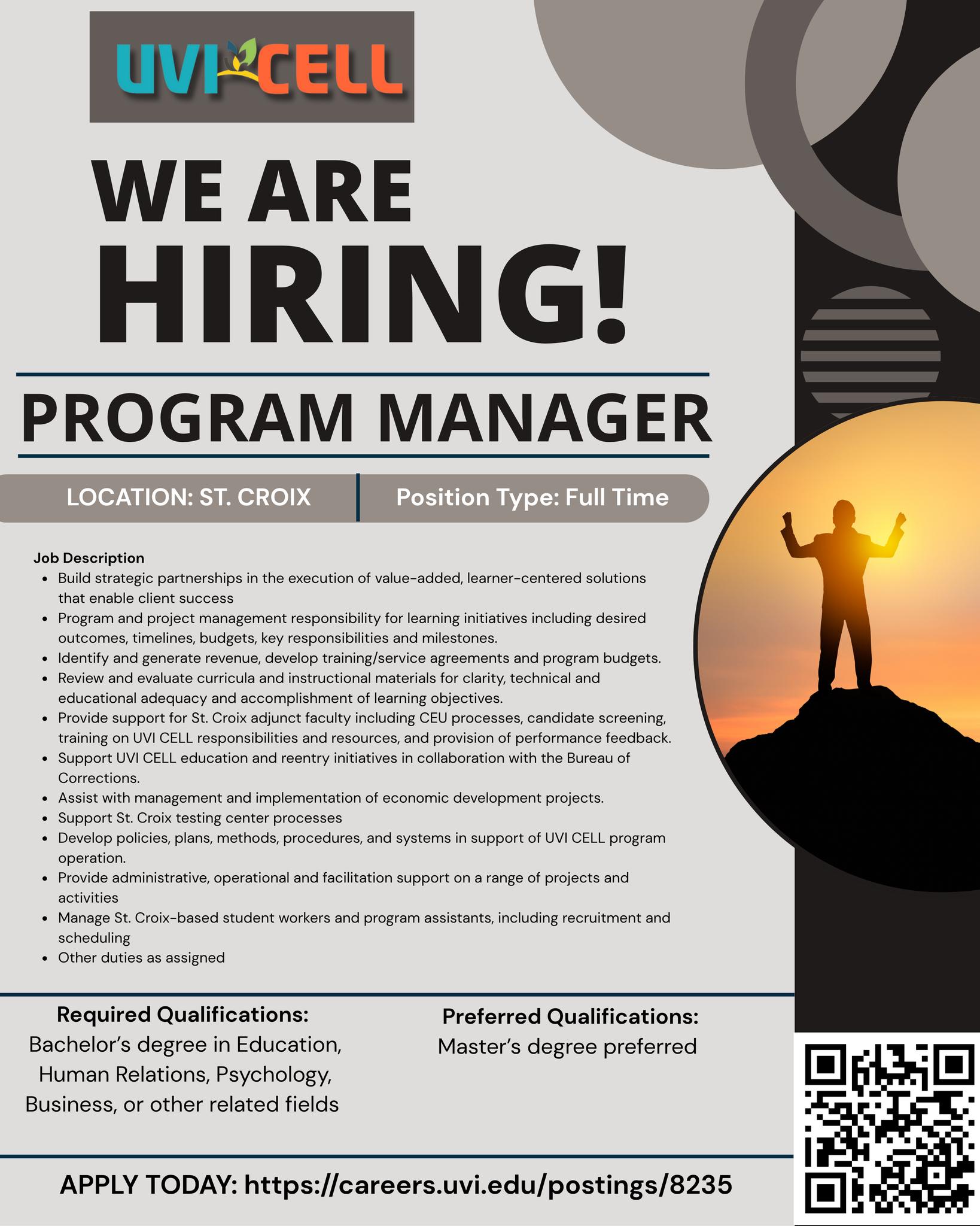 UVI CELL NEW JOB POSTING PROGRAM MANAGER